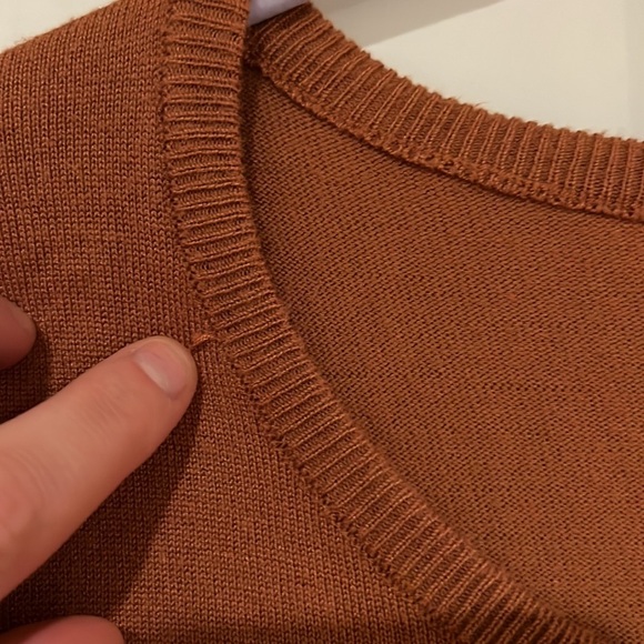 Camel sweater with white sleeve design.*SALE - Picture 3 of 4